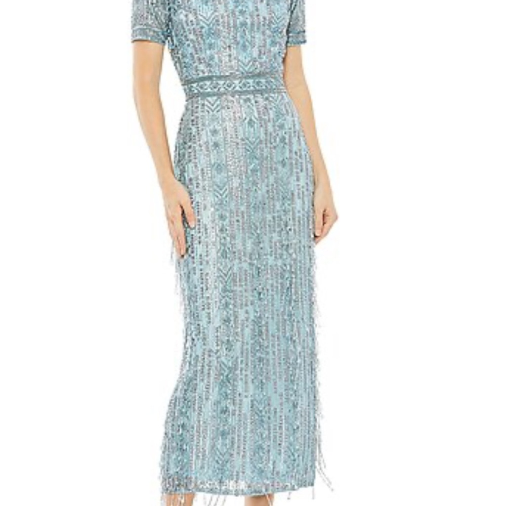 Mac Duggal Elegant Blue Beaded Dress